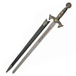 SZCO 34" Knights Templar Medieval Sword with Scabbard – Decorative Collectible Rose Gold & Silver Crusader Knight Sword Replica with Stainless Steel Blade for Cosplay, Reenactment & Display