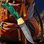 Green Wood 6.5'' 100% Handmade Damascus Steel Folding Pocket Knife, Hunting Knife, Outdoor Survival Hunting Accessories, Gifts for Men, Boyfriend, Dad, Father’s Day Gift, 100% Prime Quality