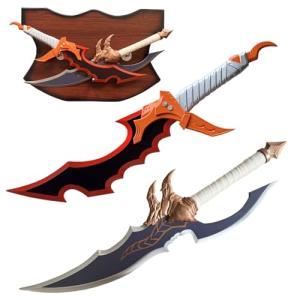 Anime 2pc Set Sword Kasaka's Knight Killer 2 Sword Cosplay Props All Metal with Hanging Board