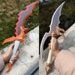 Anime 2pc Set Sword Kasaka's Knight Killer 2 Sword Cosplay Props All Metal with Hanging Board