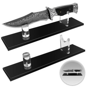 Biobasedon 2 Pcs Acrylic Knife Display Stand, Knife Holder, Knife Display Case for Fixed Blade Knife Collection Display, Single Knife Display Stands for Displaying Most Knives