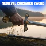 SZCO 33" Earl of Huntington Medieval Sword – Historical Knight Sword Replica with Stainless Steel Sword Mirror Blade, Pewter Finish Handle and Scabbard for Display, Cosplay & Collectors