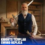 SZCO 33" Earl of Huntington Medieval Sword – Historical Knight Sword Replica with Stainless Steel Sword Mirror Blade, Pewter Finish Handle and Scabbard for Display, Cosplay & Collectors