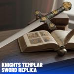 SZCO 33" Earl of Huntington Medieval Sword – Historical Knight Sword Replica with Stainless Steel Sword Mirror Blade, Pewter Finish Handle and Scabbard for Display, Cosplay & Collectors