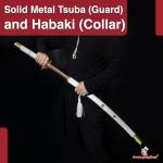 Armory Replicas™ - Anime Replica Sword - AME no Habakiri Katana | 38" Carbon Steel Blade, Red Flame Hamon, Wooden Handle | One Piece Inspired Collectible with Matching Scabbard