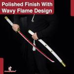 Armory Replicas™ - Anime Replica Sword - AME no Habakiri Katana | 38" Carbon Steel Blade, Red Flame Hamon, Wooden Handle | One Piece Inspired Collectible with Matching Scabbard