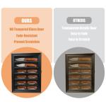 DecoWoodo Knife Display Case with HD Tempered Glass & Removable Shelves, Wall Mountable Wood Knife Shadow Box for Collections - 10.9" W x 13.8" H x 2.1" D, Black