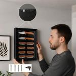 DecoWoodo Knife Display Case with HD Tempered Glass & Removable Shelves, Wall Mountable Wood Knife Shadow Box for Collections - 10.9" W x 13.8" H x 2.1" D, Black