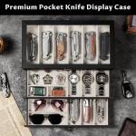 Yoimori Knife Display Case, 3-Layer Pocket Knife Case Display & Storage Knives, Solid Wood Knife Case for Collections, Gift for Boyfriend Fathers Day Birthday Gifts(Black)