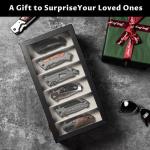 Yoimori Knife Display Case, 3-Layer Pocket Knife Case Display & Storage Knives, Solid Wood Knife Case for Collections, Gift for Boyfriend Fathers Day Birthday Gifts(Black)