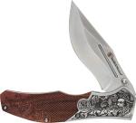 Smith & Wesson Accessories Smith & Wesson Unwavered Folder Featuring Engraved Rosewood Handle, Drop Point Blade, and 8Cr13MoV Stainless Steel,Brown