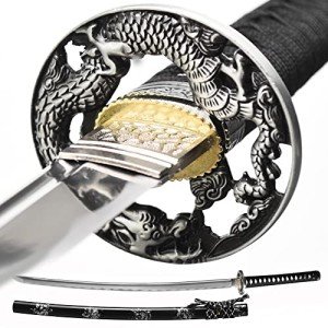 YONG XIN SWORD-Samurai Katana Sword, Japanese Handmade, Practical, 1045 Carbon Steel, Tempered/Clay Tempered, Full Tang, Sharp, Scabbard
