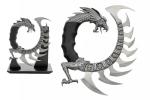 Rite Edge 8.5" Dragon Spine Decorative Knife Set – Circular Dragon Design with Satin Blades, Zinc Alloy Handle, and Wooden Display Stand – Unique Collectible