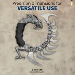 Rite Edge 8.5" Dragon Spine Decorative Knife Set – Circular Dragon Design with Satin Blades, Zinc Alloy Handle, and Wooden Display Stand – Unique Collectible