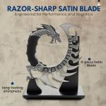 Rite Edge 8.5" Dragon Spine Decorative Knife Set – Circular Dragon Design with Satin Blades, Zinc Alloy Handle, and Wooden Display Stand – Unique Collectible