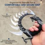 Rite Edge 8.5" Dragon Spine Decorative Knife Set – Circular Dragon Design with Satin Blades, Zinc Alloy Handle, and Wooden Display Stand – Unique Collectible