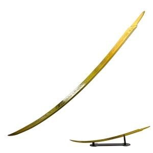 118cm Full Length Gold Stainless Steel Malenia Prosthetic Hand Blade Replica Sword with Base Stand