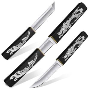 Purple Dragon Tanto Fixed Blade Knife,Outdoor Bushcraft and Survival Knife,Full Tang Outdoor Knives 2 in 1,Ideal for Camping,Hiking-Outdoor Knives Christmas Gift for Men and Women