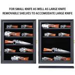 Jinchuan Knife Display Case - Pocket Knife Stand for Collections - Military Folding Knife Shadow Box Wall Cabinet with Uv Protection Acrylic Lockable,Small Black