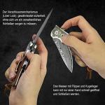 AUBEY Damascus Pocket Knife with Clip, Folding Knives with VG10 Damascus Steel Blade, Wooden Handle, Foldable EDC Knifes for Outdoor Survival Collection Gift