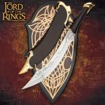 United Cutlery Lord of The Rings Elven Knife of Strider | LOTR Officially Licensed Reproduction | Stainless Steel Blade | Wooden Wall Plaque | Certificate of Authenticity | Full Size Replica