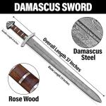 WAZIR CRAFTS HANDMADE| Damascus Steel Viking Sword| Viking Collectible Sword | Authentic Norseman Sword | Medieval Sword|Viking Gift for Men|Damascus Sword | Gift for Man (WCS-04) (Brown)