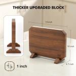 HOSHANHO Magnetic Knife Block, Thickened Acacia Wood Kitchen Knife Holder Stand with Strong Magnets, Multifunctional Double Side Knife Storage Organizer for Kitchen Counter