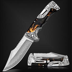 VALHALLA MAGE Damascus Pocket Knife, 3.5'' Sharp Blade Pocket Folding Knife with Back Lock, Cool EDC Pocket Knife with Clip For Men Collector
