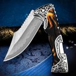 VALHALLA MAGE Damascus Pocket Knife, 3.5'' Sharp Blade Pocket Folding Knife with Back Lock, Cool EDC Pocket Knife with Clip For Men Collector