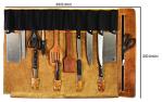 Aaron Leather Goods Vendimia Estilo Leather Knife Roll Storage Bag, Elastic and Expandable 10 Pockets, Adjustable/Detachable Shoulder Strap, Travel-Friendly Chef Knife Case Roll (Caramel, Leather)