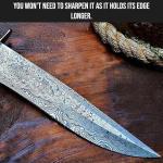 BIGCAT ROAR Patriot - Handmade Damascus Steel Fixed Blade Hunting Knife 14" - Walnut Wood Handle & Leather Sheath - Bushcraft Outdoor Camp & Survival Long EDC Knife - Collector Gifts for Men