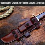 BIGCAT ROAR Patriot - Handmade Damascus Steel Fixed Blade Hunting Knife 14" - Walnut Wood Handle & Leather Sheath - Bushcraft Outdoor Camp & Survival Long EDC Knife - Collector Gifts for Men