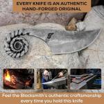 Toferner Celtic Pocket Knife Ram, Hand Forged Knife with Leather Neck Case, Hardened Blade, Vintage, Antique Art Collecting, Original Gift Idea for Men