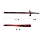 Sword Valley Medieval Knight Stainless Steel Longsword, Oath-Style with Scabbard, Collectible Decor, Full Length 115cm (Red & Black)