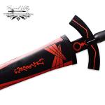 Sword Valley Medieval Knight Stainless Steel Longsword, Oath-Style with Scabbard, Collectible Decor, Full Length 115cm (Red & Black)