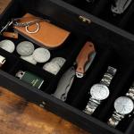 Yoimori 2-Layer Pocket Knife Case Display & Storage, Solid Wood Knife Case for Collections, Gift for Boyfriend, Fathers Day, Birthday Gifts (Black)