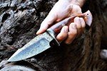BIGCAT ROAR 10″ PATENTED Handmade Damascus Hunting Knife with Leather Sheath - Ideal for Skinning, Camping, Outdoor - EDC Fixed Blade Bushcraft Knife with Walnut Wood Handle - Predator Hunter