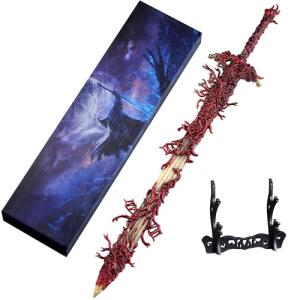 RACEROCKET Eldens Rings Blasphemous Blade Replica 11.8 inch Full Metal Sword Model with Stand, Martial Arts Swords for Gaming Collectable Desk Decoration and Gift for Fans and Collectors