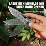 DRACHENADER Damascus Steel Folding Pocket Knife with VG10 Core, Wooden Handle & Leather Sheath, Outdoor Knife and Gift for Collectors, Knife Lovers, and Enthusiasts
