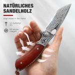 DRACHENADER Damascus Steel Folding Pocket Knife with VG10 Core, Wooden Handle & Leather Sheath, Outdoor Knife and Gift for Collectors, Knife Lovers, and Enthusiasts
