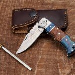 Custom Damascus Pocket Knife - Folding Outdoor Tool