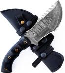 BIGCAT ROAR Black Jaguar - Handmade Damascus Steel Tracker Knife 10" - Full Tang Fixed Blade - Micarta Handle & Leather Sheath - Bushcraft, Outdoor Camping & Survival Hunting Knife - Collector Gifts
