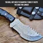 BIGCAT ROAR Black Jaguar - Handmade Damascus Steel Tracker Knife 10" - Full Tang Fixed Blade - Micarta Handle & Leather Sheath - Bushcraft, Outdoor Camping & Survival Hunting Knife - Collector Gifts