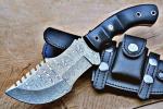 BIGCAT ROAR Black Jaguar - Handmade Damascus Steel Tracker Knife 10" - Full Tang Fixed Blade - Micarta Handle & Leather Sheath - Bushcraft, Outdoor Camping & Survival Hunting Knife - Collector Gifts