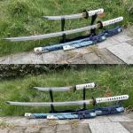 2pc Japanese Ghost of Tsushima Cosplay Replica Sword Sharp Real Sword Hand-Forged 1045 Steel Katana Set with Display Stand and Belt,Jin Sakai‌‌ Katana,for Collecting, Cosplay