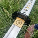 2pc Japanese Ghost of Tsushima Cosplay Replica Sword Sharp Real Sword Hand-Forged 1045 Steel Katana Set with Display Stand and Belt,Jin Sakai‌‌ Katana,for Collecting, Cosplay