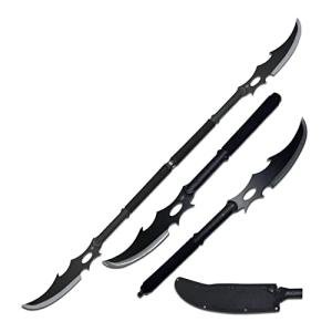 Fantasy Master – FMT-054BK - Dual Fantasy Naginata – 55.5-inches Overall, Black and Satin Finish Stainless Steel Blades, 550 Paracord Wrapped Nylon Fiber Handles – Fantasy, Collectibles, Black