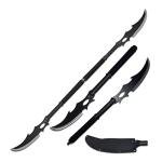 Fantasy Master – FMT-054BK - Dual Fantasy Naginata – 55.5-inches Overall, Black and Satin Finish Stainless Steel Blades, 550 Paracord Wrapped Nylon Fiber Handles – Fantasy, Collectibles, Black