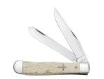 Case XX WR Pocket Knife Trapper Natural Bone Cross Shield Item #6721 - (6254 SS) - Length Closed: 4 1/8 Inches