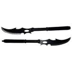 Fantasy Master – FMT-054BK - Dual Fantasy Naginata – 55.5-inches Overall, Black and Satin Finish Stainless Steel Blades, 550 Paracord Wrapped Nylon Fiber Handles – Fantasy, Collectibles, Black